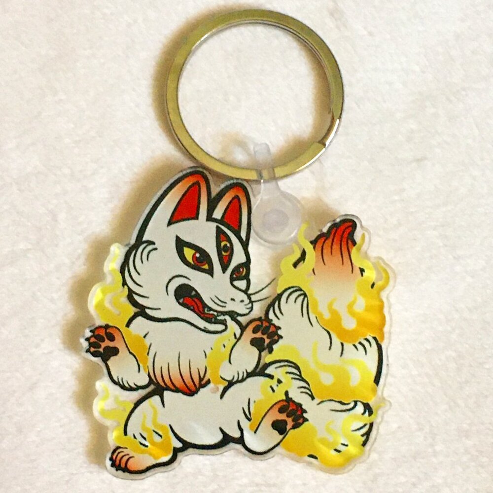 Kitsune Fox Spirit Acrylic Keychain Kawaii Anime Ita Bag Charm Keyring Gift